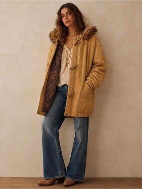 Vintage J. Percy for Marvin Richards Tan Leather Fox fur Hood S